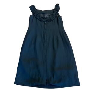 Vintage 50s Justin McCarty Black Sleeveless Sheath Dress Rolled Gathered Neck